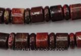 CRB140 15.5 inches 6*12mm & 10*12mm rondelle brecciated jasper beads