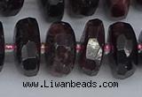 CRB1415 15.5 inches 8*18mm faceted rondelle red garnet beads