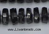 CRB1423 15.5 inches 7*14mm faceted rondelle black tourmaline beads