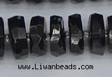 CRB1424 15.5 inches 8*16mm faceted rondelle black tourmaline beads