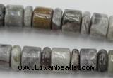 CRB143 15.5 inches 6*12mm & 10*12mm rondelle silver needle agate beads