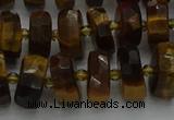 CRB1431 15.5 inches 6*10mm faceted rondelle yellow tiger eye beads