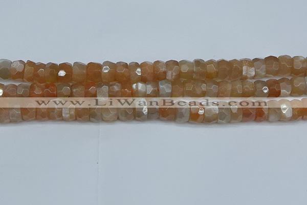 CRB1470 15.5 inches 6*10mm faceted rondelle moonstone beads