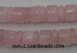 CRB149 15.5 inches 6*12mm & 10*12mm rondelle rose quartz beads