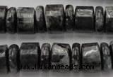 CRB160 15.5 inches 5*14mm & 10*14mm rondelle black labradorite beads