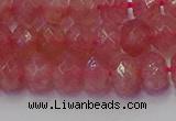 CRB1801 15.5 inches 5*8mm faceted rondelle strawberry quartz beads