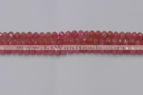 CRB1801 15.5 inches 5*8mm faceted rondelle strawberry quartz beads