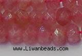 CRB1802 15.5 inches 6*10mm faceted rondelle strawberry quartz beads