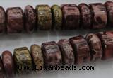 CRB181 15.5 inches 5*14mm – 10*14mm rondelle red artistic jasper beads