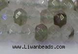 CRB1813 15.5 inches 5*8mm faceted rondelle green rutilated quartz beads