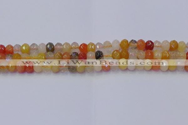 CRB1821 15.5 inches 5*8mm faceted rondelle mixed rutilated quartz beads