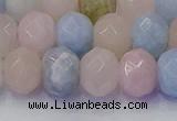 CRB1830 15.5 inches 6*10mm faceted rondelle morganite beads