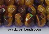 CRB1842 15.5 inches 6*10mm faceted rondelle yellow tiger eye beads