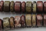 CRB191 15.5 inches 6*16mm – 10*16mm rondelle red artistic jasper beads