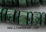 CRB192 15.5 inches 6*16mm – 10*16mm rondelle green picture jasper beads