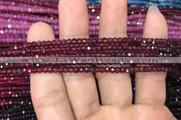 CRB1938 15.5 inches 2*3mm faceted rondelle red garnet gemstone beads