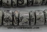 CRB196 15.5 inches 6*18mm – 13*18mm rondelle grey picture jasper beads