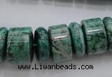 CRB197 15.5 inches 6*18mm – 13*18mm rondelle green picture jasper beads