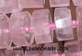 CRB2006 15.5 inches 9mm - 10mm faceted tyre rose quartz beads