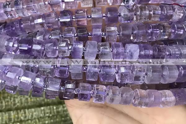 CRB2011 15.5 inches 9mm - 10mm faceted tyre light amethyst beads