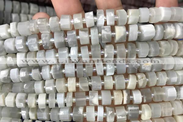 CRB2080 15.5 inches 7mm - 8mm faceted tyre grey moonstone beads