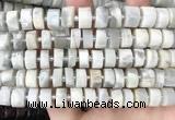 CRB2082 15.5 inches 11mm - 12mm faceted tyre grey moonstone beads