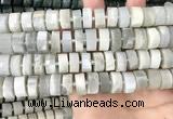 CRB2083 15.5 inches 12mm - 13mm faceted tyre grey moonstone beads