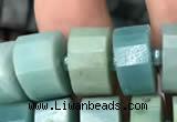 CRB2116 15.5 inches 9mm - 10mm faceted tyre amazonite beads