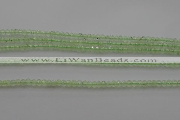 CRB212 15.5 inches 3*4mm faceted rondelle green rutilated quartz beads