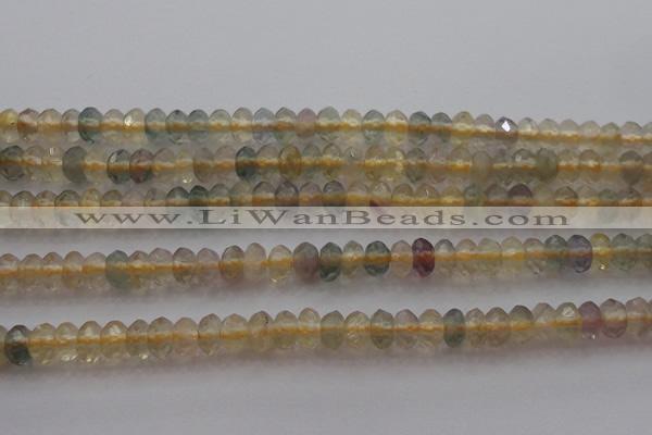 CRB214 15.5 inches 3*4mm faceted rondelle yellow fluorite beads