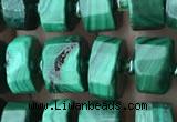 CRB2151 15.5 inches 9mm - 10mm faceted tyre malachite beads