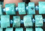 CRB2160 15.5 inches 7mm - 8mm faceted tyre amazonite gemstone beads