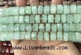 CRB2166 15.5 inches 11mm - 12mm faceted tyre light prehnite beads