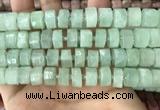 CRB2167 15.5 inches 12mm - 13mm faceted tyre light prehnite beads