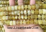 CRB2171 15.5 inches 11mm - 12mm faceted tyre yellow opal beads