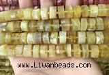 CRB2172 15.5 inches 12mm - 13mm faceted tyre yellow opal beads