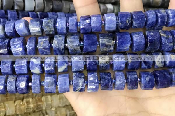 CRB2177 15.5 inches 12mm - 13mm faceted tyre sodalite beads