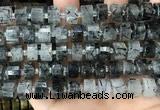 CRB2194 15.5 inches 12mm - 13mm faceted tyre black rutilated quartz beads