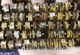 CRB2199 15.5 inches 12mm - 13mm faceted tyre yellow tiger eye beads