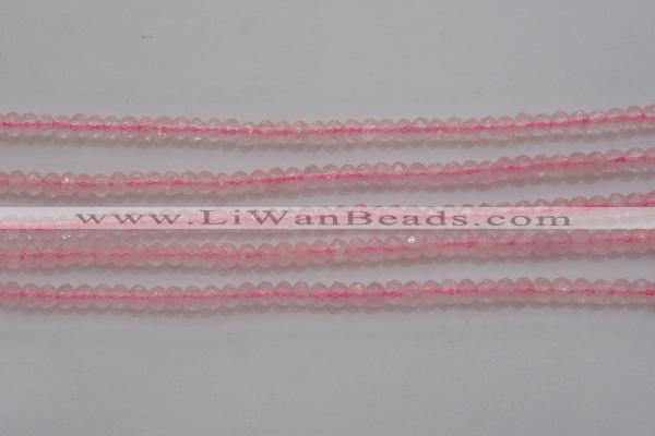 CRB220 15.5 inches 2.5*4mm faceted rondelle rose quartz beads