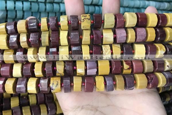 CRB2201 15.5 inches 8mm - 9mm faceted tyre mookaite beads