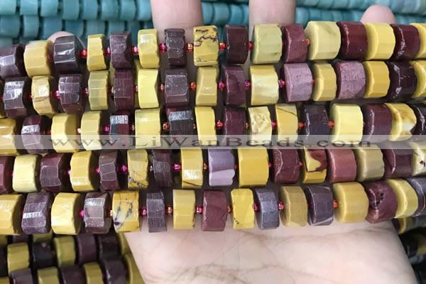 CRB2202 15.5 inches 10mm - 11mm faceted tyre mookaite beads