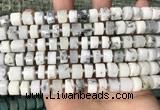 CRB2206 15.5 inches 8mm - 9mm faceted tyre white opal beads