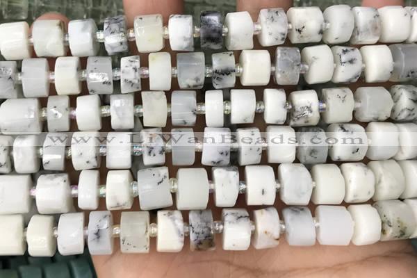 CRB2207 15.5 inches 10mm - 11mm faceted tyre white opal beads