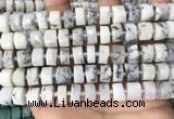 CRB2208 15.5 inches 11mm - 12mm faceted tyre white opal beads