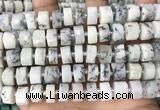 CRB2209 15.5 inches 13mm - 14mm faceted tyre white opal beads