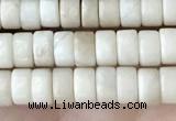 CRB2566 15.5 inches 2*4mm heishi white fossil jasper beads wholesale