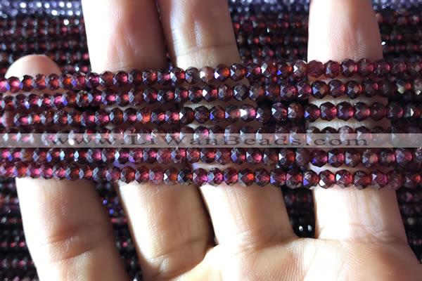 CRB2601 15.5 inches 2*3mm faceted rondelle red garnet beads