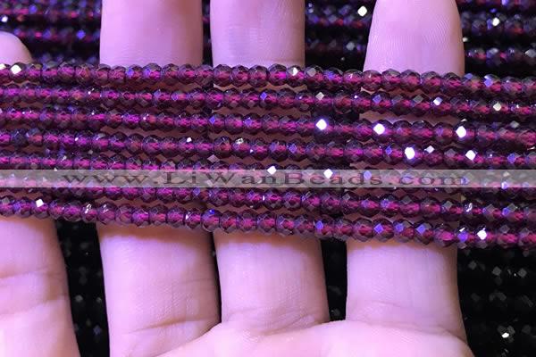 CRB2665 15.5 inches 2*3mm faceted rondelle red garnet beads