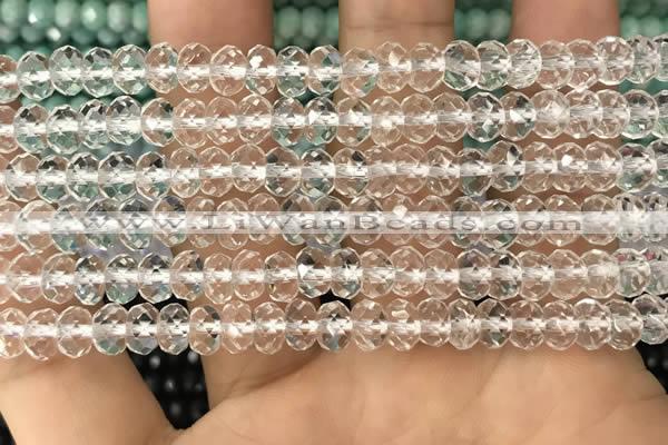 CRB2670 15.5 inches 4*6mm faceted rondelle white crystal beads